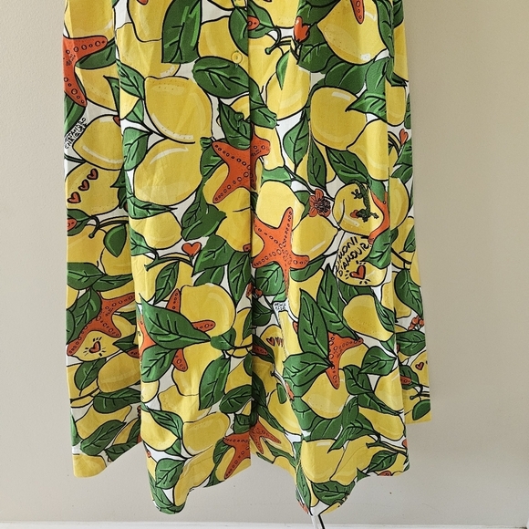 Alessandro Enriquez Lemon Print Fit and Flare Dress IT 42 NWT - Picture 6 of 14